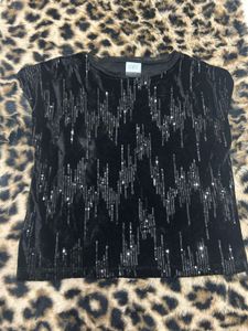 Zara Sparkly Black Velvet Top