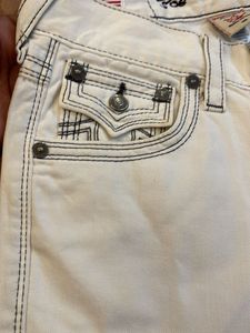 True Religion Jeans - White with Black Stitching