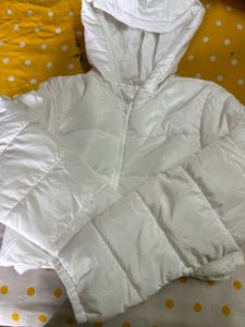 White Puffer Jacket with Hood
