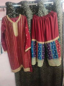 Elegant Red Kurta with Palazzo Set