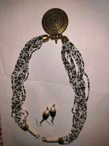 Boho Beaded Necklace & Earrings Set