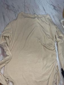 Cozy Ribbed Ruched Long Sleeve Top