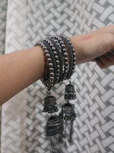 Oxidized Jhumka Bangle Set