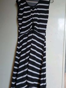 Striped Casual Dress Black &amp; White Like New