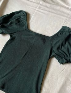 Stylish Green Puff Sleeve Top