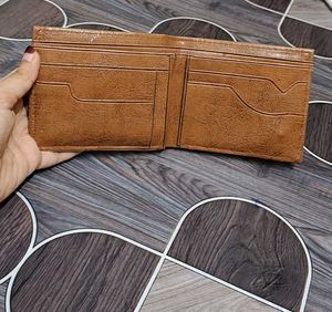 Brown Faux Leather Bi-fold Wallet