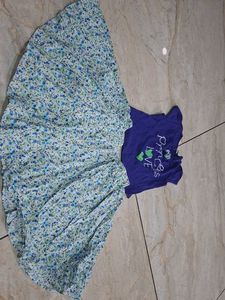 Cute Floral Skirt & Princess Tee Set