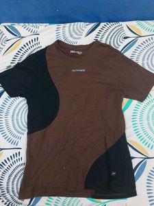 Brown and Black tshirt colourblocked