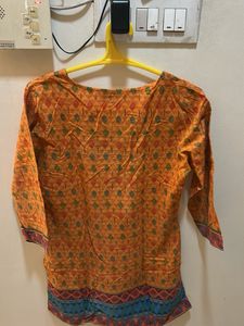 Biba Orange Printed Kurta
