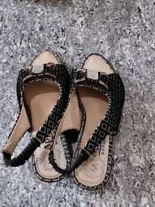 Stylish Black Embellished Sandals