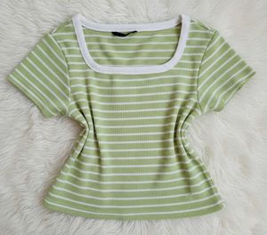 Striped Square Neck Top