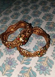 Exquisite Embellished Gold Bangles
