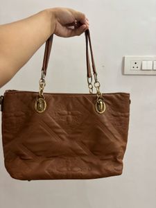 Chic Brown Quilted Shoulder Bag