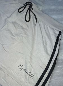 Light Beige Striped Athletic Shorts