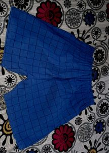 Blue Checkered Paperbag Waist Shorts