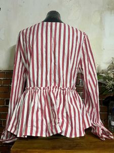 ZARA - Striped V-Neck Peplum Top