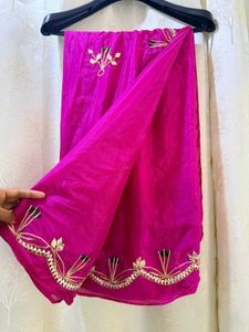 Dark Pink Embroidered Saree