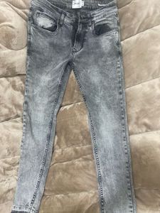 Grey Acid Wash Denim Jeans