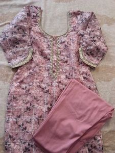 Floral Print Kurta Set with Embellishments