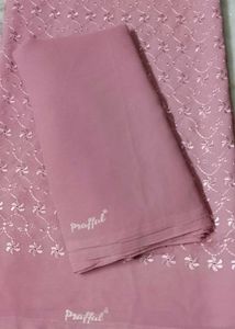 unstitched Chikankari Pink georgette suit Set
