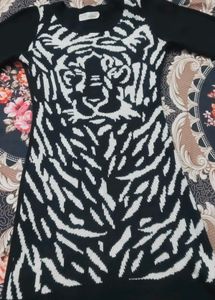 Tiger Print Knit Sweater Dress