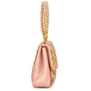 Embellished Clutch Bag with Pearl Handle