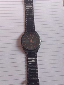 Classic Black Metal Band Wristwatch