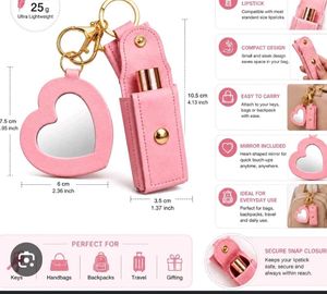 Heart Mirror Keychain mini lipstick holder