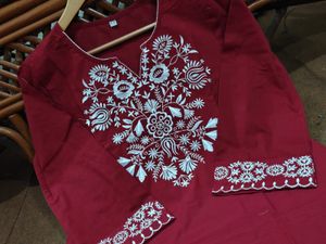 Embroidered Maroon Co-Ord Set