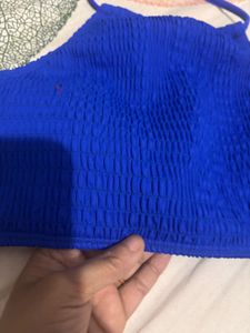 Vibrant Blue Textured Bikini Top