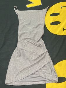 Sparkly Silver Ruched Bodycon Dress