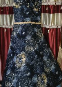 Blue Printed A-Line Dress