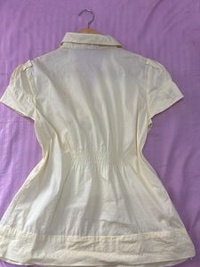 Elegant Yellow Ruffled Blouse coquette