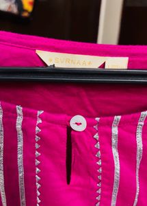 Elegant Pink Kurta with White Embroidery
