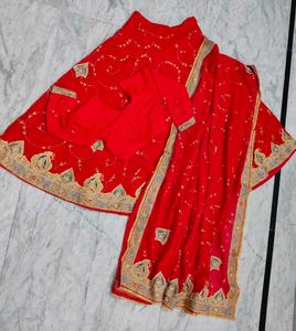 hand work Red Lehnga 3 Piece Set