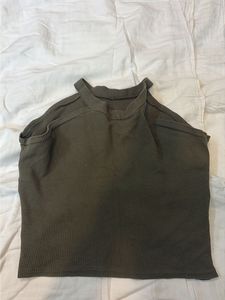 Olive Green Ribbed Tank Top