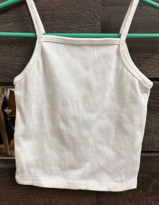 Ribbed White Camisole Top