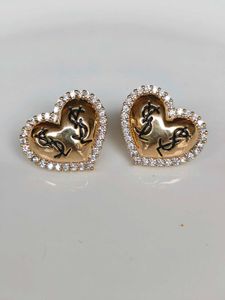 Heart Shaped YSL Stud Earrings