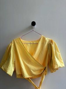 Yellow Wrap Crop Top