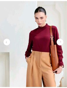 Maroon Her High Neck Semi Formal Top XL