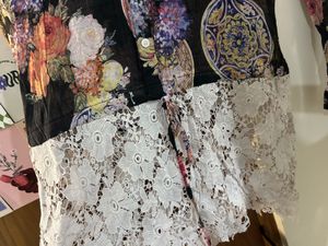 Sheer Floral Lace Button-Down Shirt