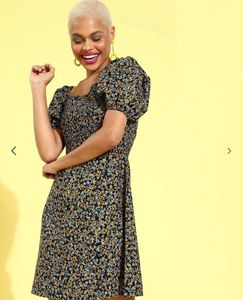 PlusS Floral Print Puff Sleeve Mini Dress