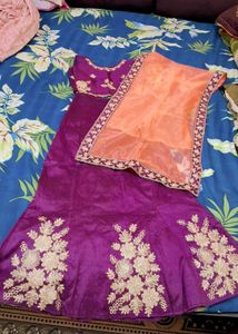 Elegant Purple Embroidered Lehenga Choli Set for k