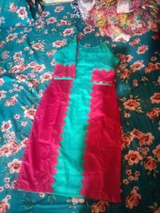 Vibrant Teal & Pink Kurta for Women