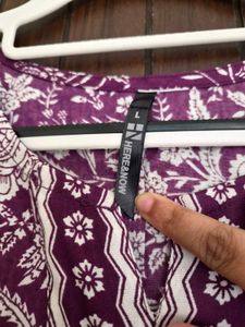 Purple Floral Print Kurta L