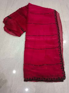 Elegant margenta color Embroidered Saree