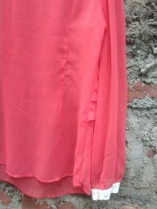 Chic Ruffle Front Coral Top