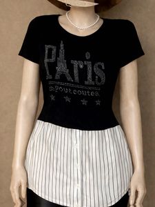 Paris Rhinestone Embellished T-Shirt Tunic
