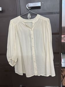 Cream Button-Down Blouse