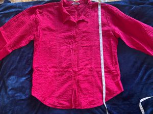 Bright Hot Pink Textured Button-Up Shirt